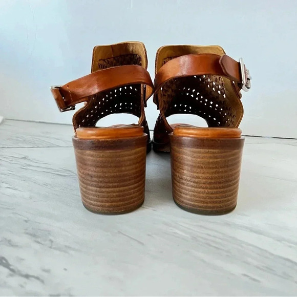 Rag & Bone Wyatt Mid Block Heel Woven Leather Size 6.5 (36.5) Brown - Picture 6 of 11